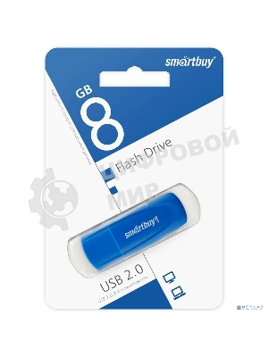 Флешка USB Smartbuy Scout Blue (SB008Gb2SCB), 8Gb, USB 2.0, R/W 15/8, синий