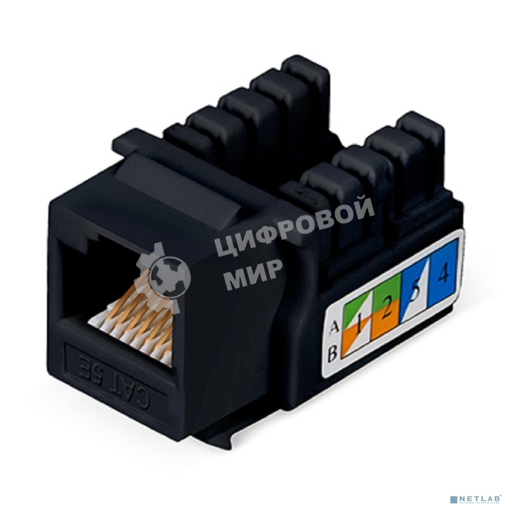 Модуль универсальный Cabeus, keystone, 1хRJ45(8P8C), Toolless, кат. 5е, неэкр., чёрный