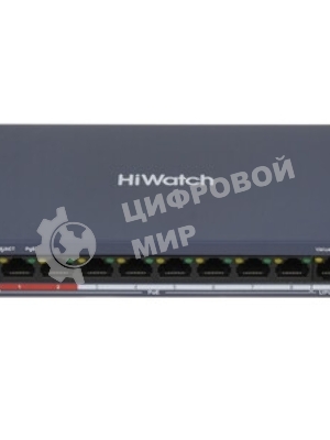 Коммутатор HiWatch DS-S908P(B), 8×100 Мбит/с PoE + 1×100 Мбит/с, неуправляемый