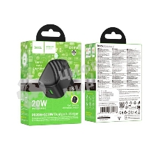 Зарядное устройство Hoco 20Вт, 3А, QC3.0/PD, 1xUSB, 1xType-C, CS101A, черный, коробка