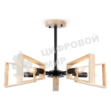 Светильник Ambrella light TR80495/5 BK/LW черный/светлое дерево E14/5 max 60W D620*430