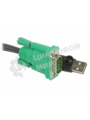 Кабель KVM ATEN 2L-5201U USB(тип А Male)+HDB15(Male) <-> SPHD15(Male) 1,2м., черный.