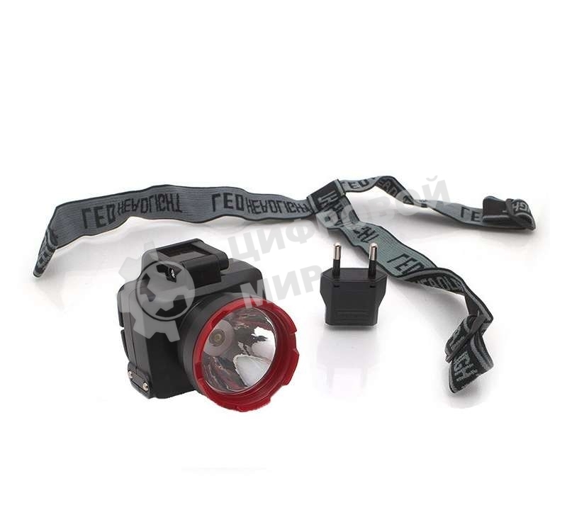 Фонарь светодиодный аккум. налобный Космос LED 2 режима 1Вт 500 мАч зарядка от сети 220В