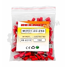 Клемма плоская Rexant изолированная (КПИ штекер - 6.3 мм) 0.5-1.5 мм (MDD1.25-250, VM1.25-250) (100 шт. в уп.)