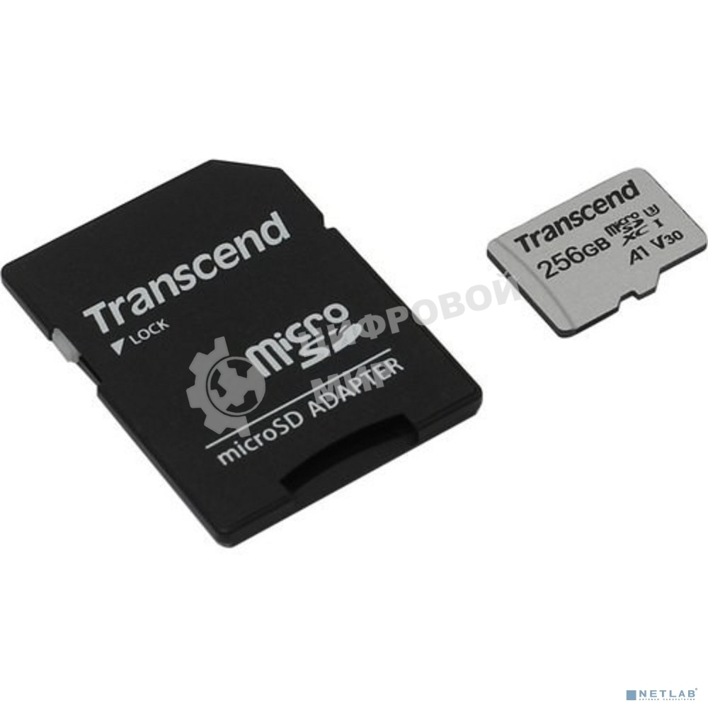 Флеш карта microSD 256Gb Transcend microSDXC Class 10 UHS-I U3, V30, A1, (SD адаптер), TLC