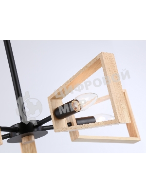 Светильник Ambrella light TR80495/5 BK/LW черный/светлое дерево E14/5 max 60W D620*430