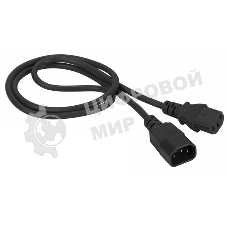 Шнур питания Lanmaster C13-C14, 3х0.75, 220В, 10А, черный, 0.5 метра