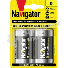 Элемент питания алкалиновый Navigator NBT-NE-LR20-BP2 (блист.2шт)