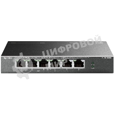 Коммутатор TP-Link 4-port 10/100Mbps Unmanaged PoE+ Switch with 2 10/100Mbps uplink ports, meta case, desktop mount, 4 802.3af/at compliant PoE+ port, 2 10/100Mbps uplink ports, DIP switches for Extend mode, Isolation mode and Priority mode, up to 250m PoE power supply