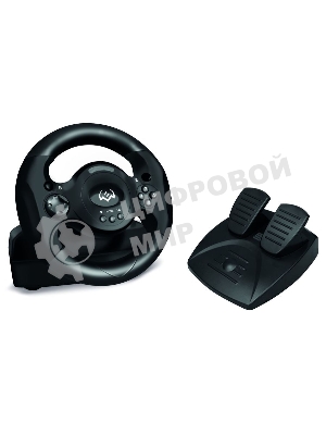 Руль SVEN GC-W300 (педали, вибро, лепестки, D-pad, 10 кл, резин. вставки, PC, цифр. и аналог.