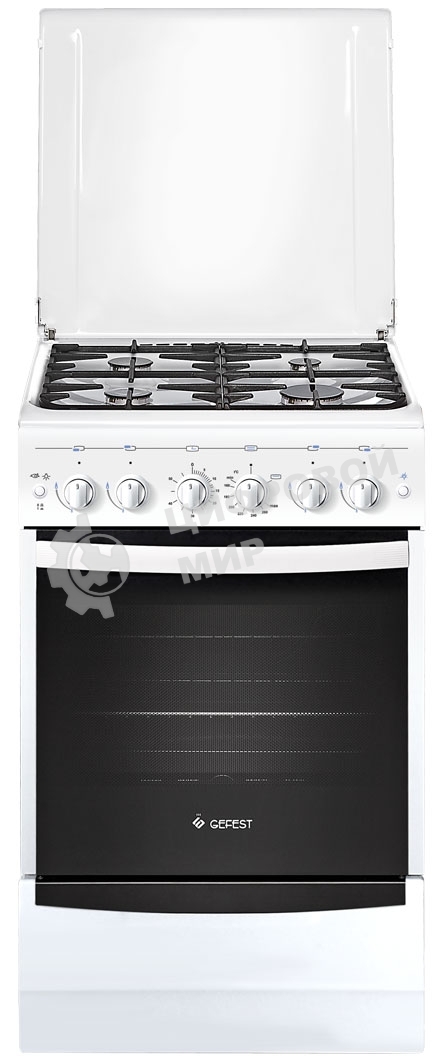 Плита газовая Gefest ПГ 5100-02 белый, конфорок 4 шт, духовка 52 л, 50 см x 85 см x 58.5 см
