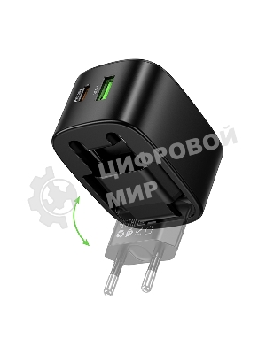 Зарядное устройство Hoco 30Вт, 3А, QC3.0/PD, 1xUSB, 1xType-C, CS102A, черный, коробка
