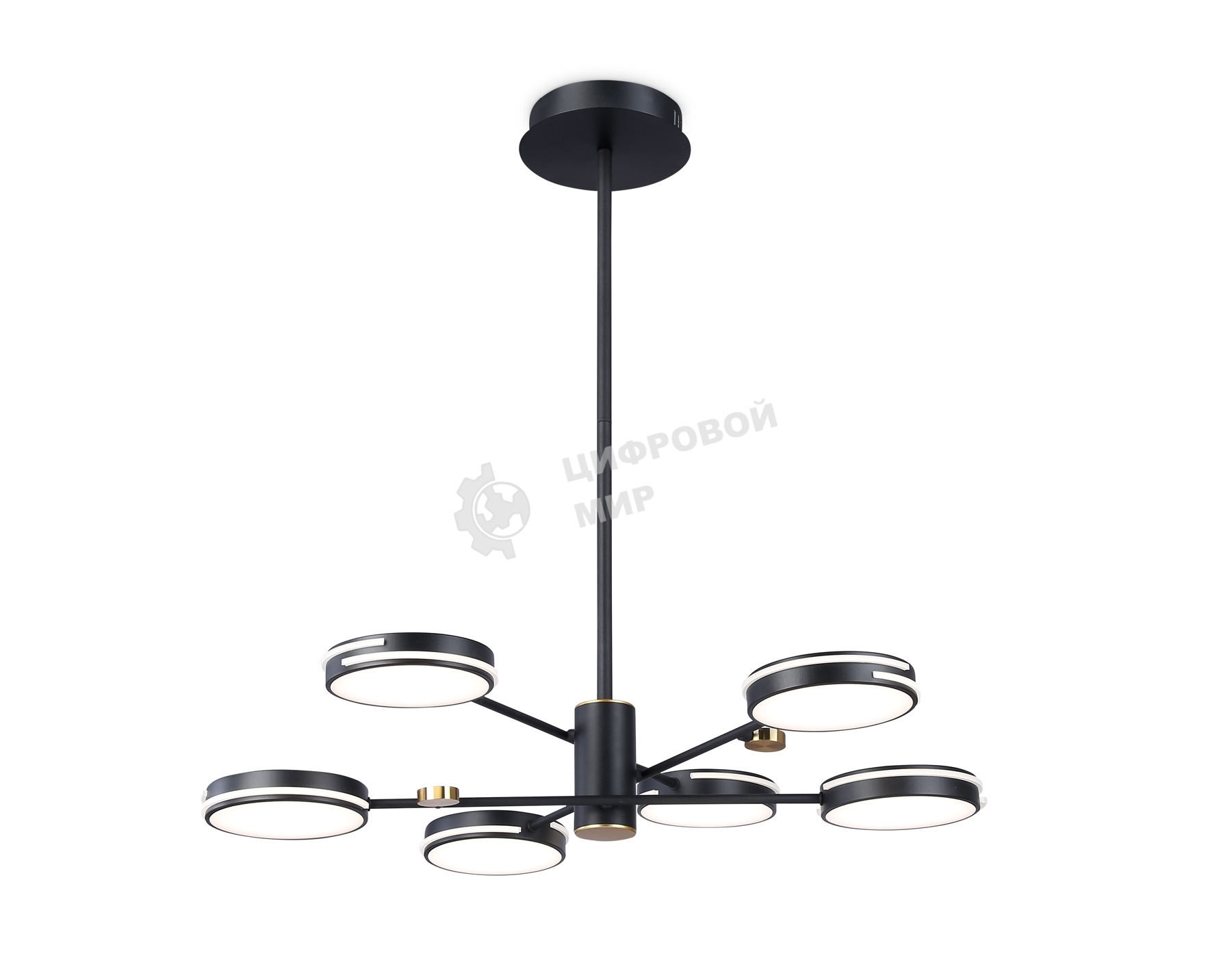 Подвесной светодиодный светильник Ambrella light FL51639/6 BK/GD черный/золото 3000K/4200K/6400K 50W D800*780 (Без ПДУ)