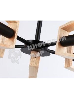 Светильник Ambrella light TR80495/5 BK/LW черный/светлое дерево E14/5 max 60W D620*430