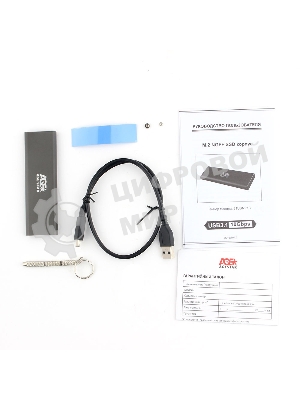 Внешний корпус USB 3.1 Type-C M.2 NVME (M-key) AgeStar 31UBNV1C (GRAY), алюминий, черный