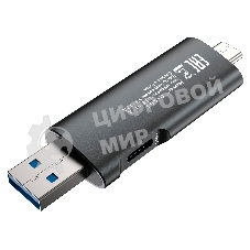 Кард-ридер Digma CR-СU2520-G/серый/SD/TF/micro-SD/micro-SDXC/miсro-SDHC/USB 2.0/Type-C/алюминий