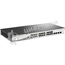 Коммутатор управляемый D-Link DGS-1210-28P/ME/B2A 2 уровня с 24 портами 10/100/1000Base-T и 4 портами 1000Base-X SFP (24 порта с поддержкой PoE 802.3af/802.3at (30 Вт), PoE-бюджет 193 Вт)