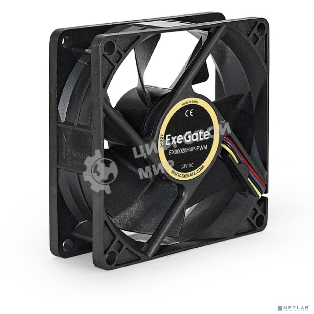 Вентилятор для корпуса ExeGate E08025H4P-PWM черный, 80 мм, 2300 об/мин, 23 дБ, 4 pin