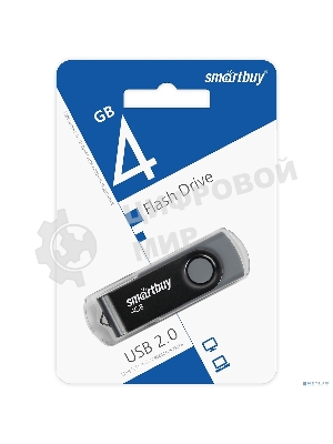 Флешка USB Smartbuy Twist Black (SB004Gb2TWK), 4Gb, USB 2.0, R/W 10/7, черный