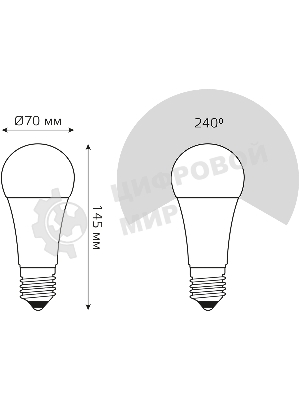 Лампа светодиодная Gauss Elementary A67 30Вт цок.: E27 груша 220B св. свеч. бел. теп. А67 (упак.: 10 шт)