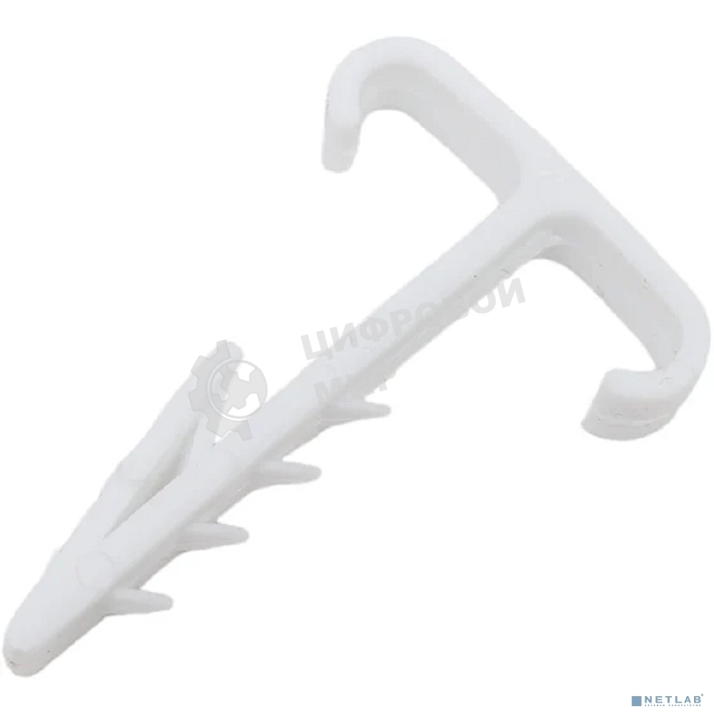 Дюбель-хомут нейлоновый Т-образный Rexant для двух плоских кабелей, 2x12 мм, белый (КФ), упаковка 100 шт.