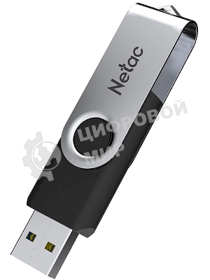 Флешка USB Netac U505 (NT03U505N-128G-20BK), 128Gb, USB 2.0, R/W 70/30, черный/серебристый