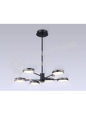 Подвесной светодиодный светильник Ambrella light FL51639/6 BK/GD черный/золото 3000K/4200K/6400K 50W D800*780 (Без ПДУ)