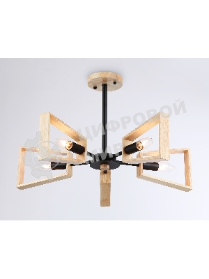Светильник Ambrella light TR80495/5 BK/LW черный/светлое дерево E14/5 max 60W D620*430