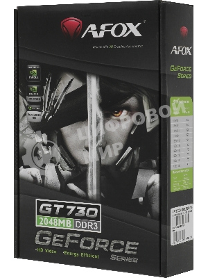 Видеокарта AFOX GeForce GT 730, 2 GB DDR3, 64 bit, DVI, HDMI, VGA, GPU 900 MHz