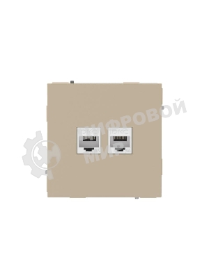Компьютерная розетка RJ-45 без шторки, кат.6А двойная, KANT, ванильный марципан