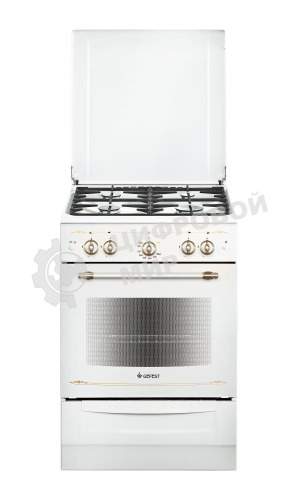 Плита газовая Gefest ПГ 6100-02 0185 белый, конфорок 4 шт, духовка 52 л, 60 см x 85 см x 60 см