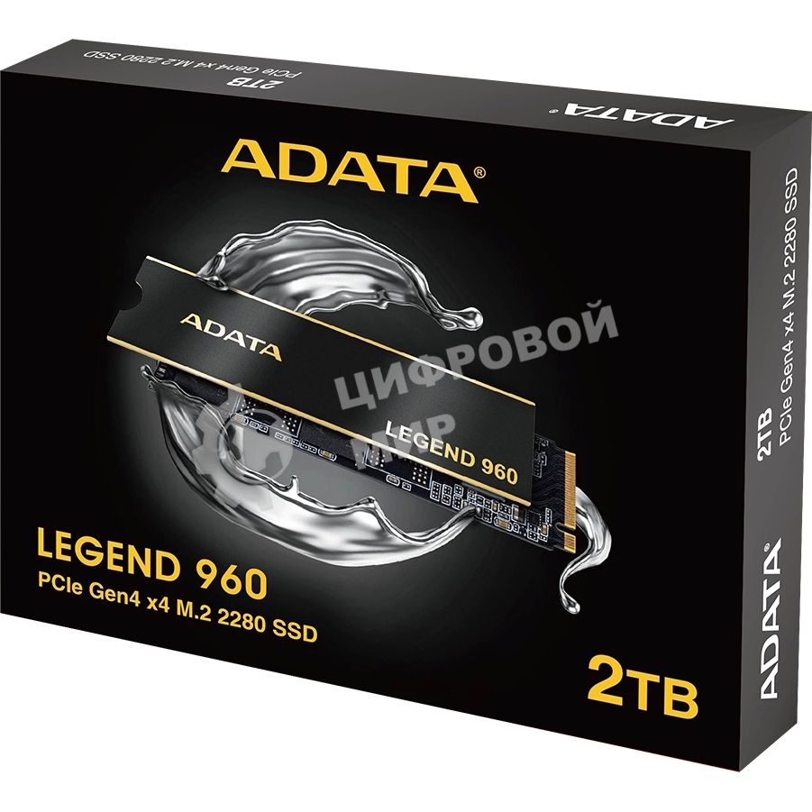 Накопитель SSD ADATA LEGEND 960, 2Tb, PCIe 4.0 x4, M.2 2280, NVMe, R/W 7400/6800, с радиатором
