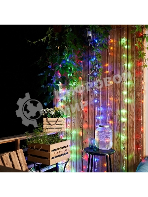 Гирлянда Светодиодный Дождь 3х2 м, свечение с динамикой, прозрачный провод ПВХ, 230 В, диоды мультиколор