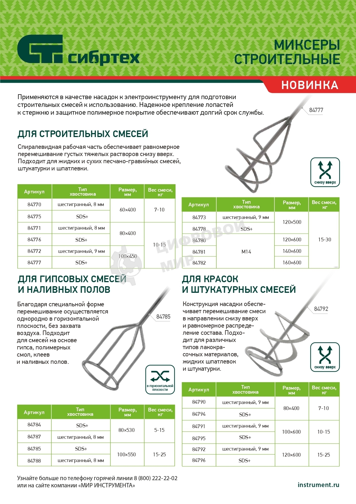 Миксер для строительных смесей Сибртех 120х600 мм, хвостовик М14