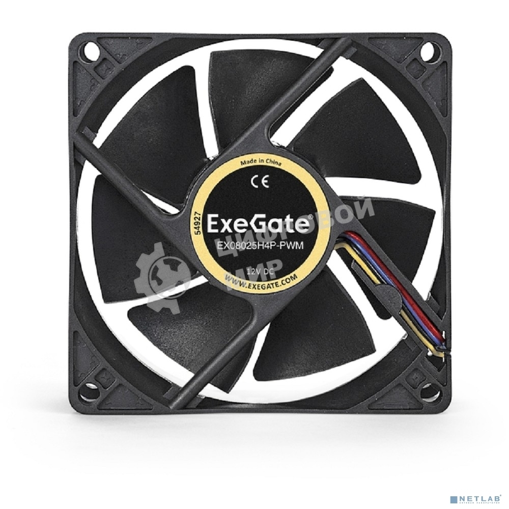 Вентилятор для корпуса ExeGate E08025H4P-PWM черный, 80 мм, 2300 об/мин, 23 дБ, 4 pin