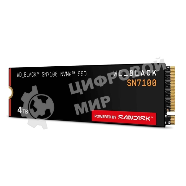 Накопитель SSD Western Digital Black SSD SN7100 M2.2280 PCIe 4.0 4Tb, 7000MBs/6700MBs, TBW 2400, WDS400T4X0E, 1 year