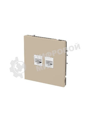 Компьютерная розетка RJ-45 без шторки, кат.6А двойная, KANT, ванильный марципан