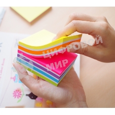 Блок самоклеящийся бумажный Stick`n 21536 76x76 мм, 400 листов, 70 г/м2, неон+пастель, 4 цвета в упаковке