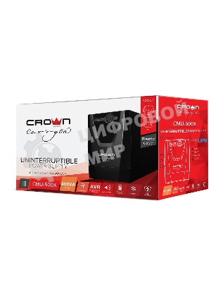 Источник бесперебойного питания Crown CMU-500X (480 ВА/240 Вт; Off-Line; 1 х Euro + 1 х IEC-320 резервным питанием и фильтрацией; 12V/4,5AH х 1; пластик)
