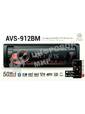 Автомагнитола ACV AVS-912BM, 1 DIN, Bluetooth, USB Type-A, AUX