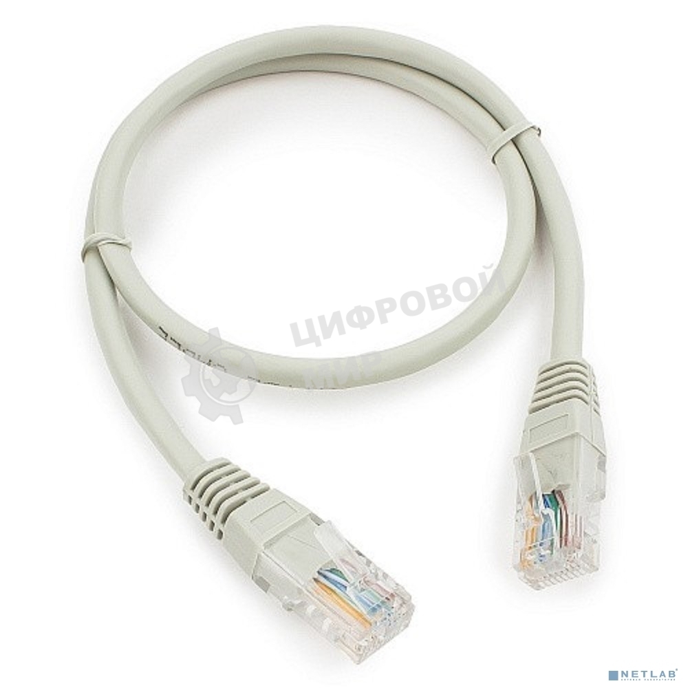 Патч-корд медный UTP Cablexpert PP10-0.5M cat.5, 0.5м, литой, многожильный, серый