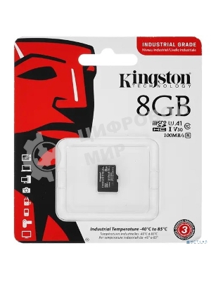 Флеш карта microSDHC 8Gb Class10 Kingston <SDCIT2/8GbSP> Industrial Temperature Class UHS-I без адаптера