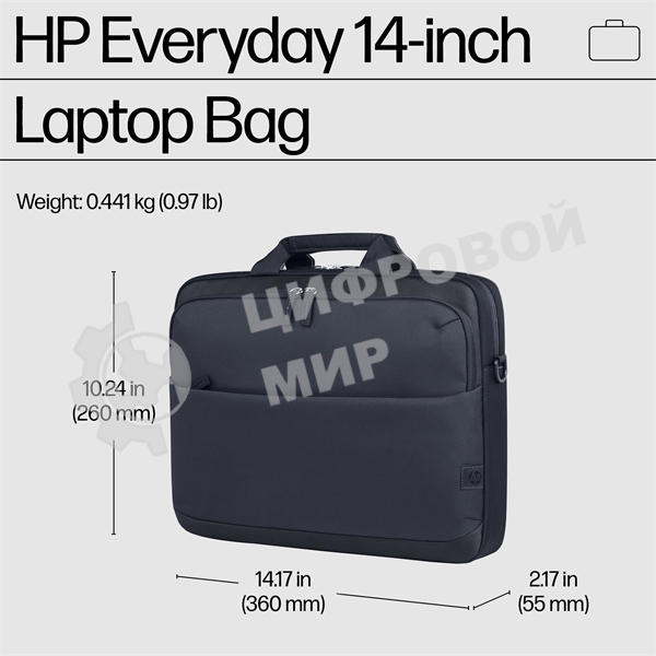 Сумка Case HP Everyday 14 Odyssey Gray Laptop Bag cons