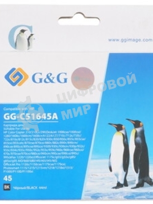 Картридж струйный G&G GG-C51645A черный (44мл) для HP DJ 710c/720c/722c/815c/820cXi/850c/870cXi/880c