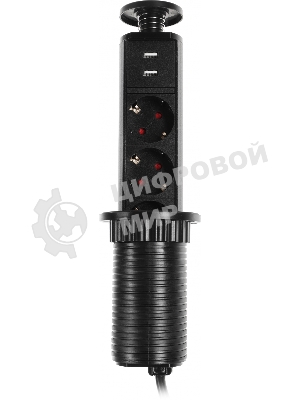 Сетевой разветвитель Premier 3R USB 1.8м (3 розетки) черный (коробка)