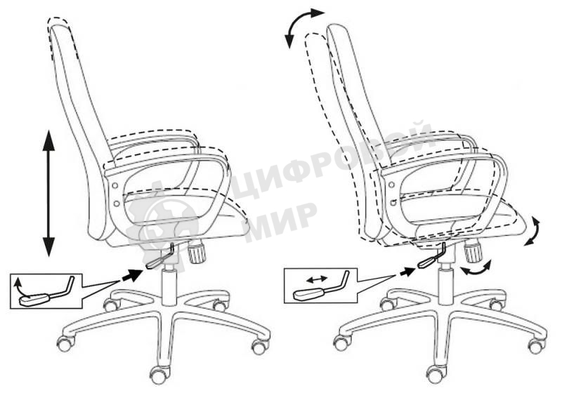 Кресло руководителя Бюрократ CH-808AXSN/Grey темно-серый 10-128 ткань, крестовина пластиковая