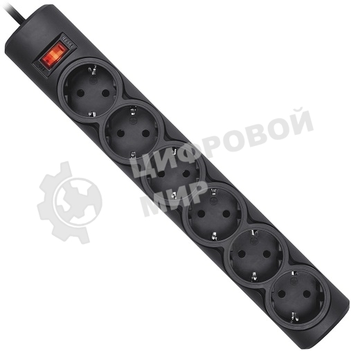 Сетевой фильтр Defender DFS 151 1.8 m, 6 розеток, черный