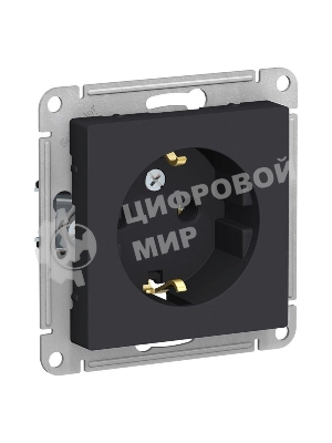Механизм розетки 1-м СП AtlasDesign с заземл. 16А карбон SchE ATN001043