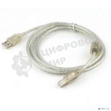 Кабель Cablexpert USB2.0 Pro, AM/BM, 2м, экран, 2 феррит.кольца, прозрачный (CCF-USB2-AMBM-TR-2M)