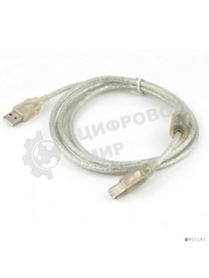 Кабель Cablexpert USB2.0 Pro, AM/BM, 2м, экран, 2 феррит.кольца, прозрачный (CCF-USB2-AMBM-TR-2M)